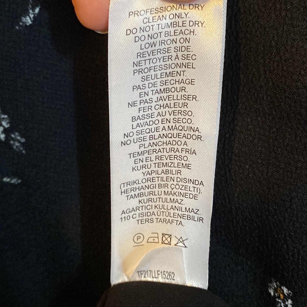 Tibi Florence black ruched sleeve fit flare floral short dress size 10 - Picture 13 of 13